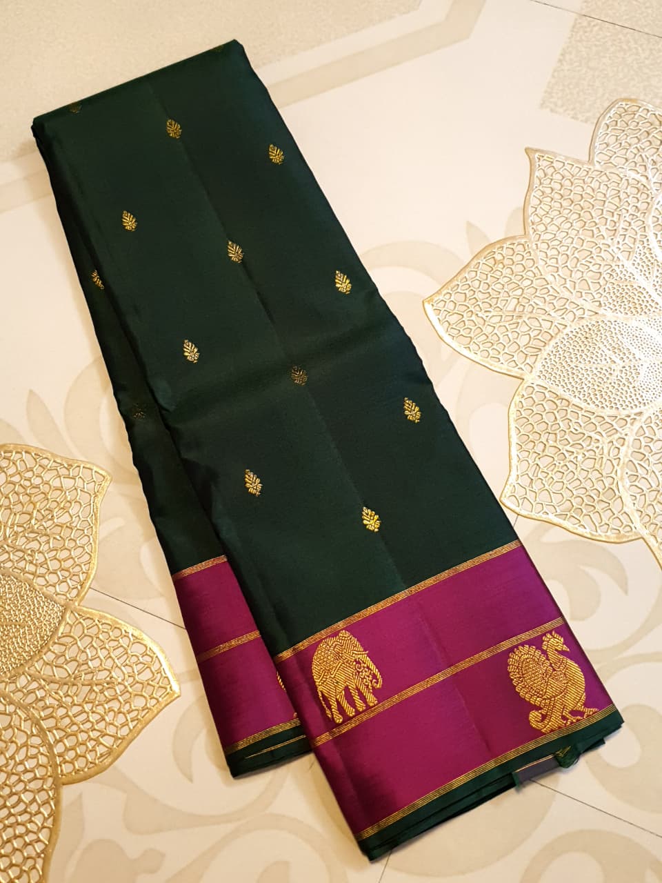 Pure kanchipuram silk sarees handwoven with 2g pure jari vintage collection