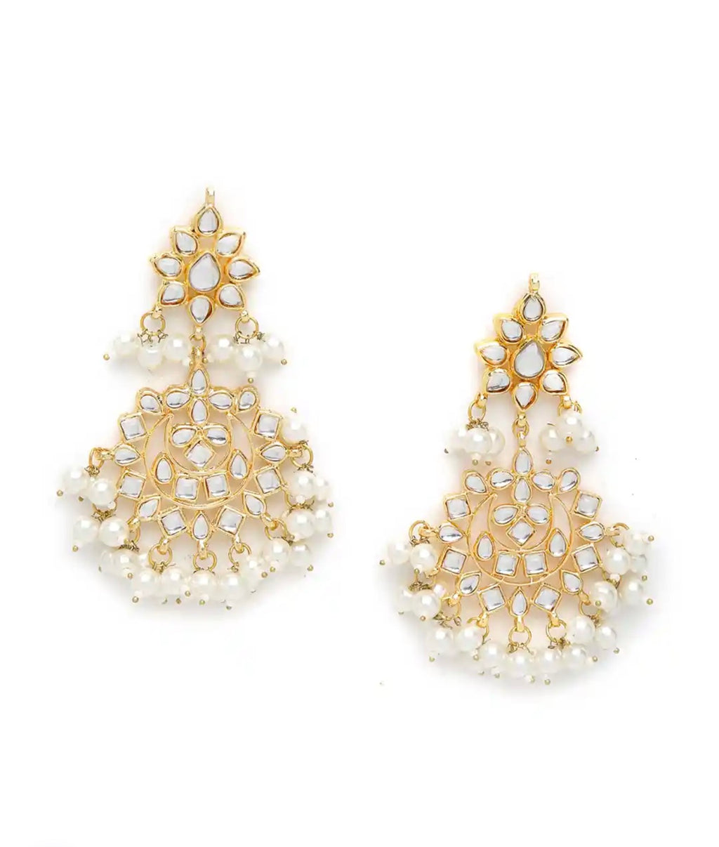 Gold plated Kundan studded Hand crafted Contemporary Chandbali