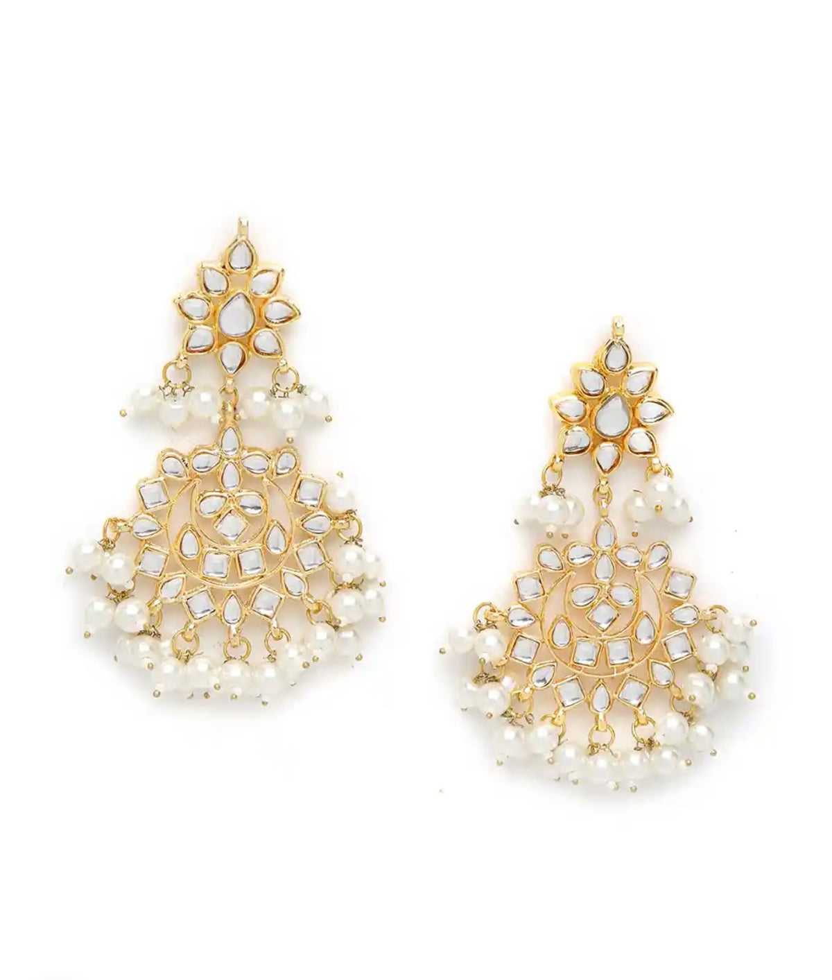 Gold plated Kundan studded Hand crafted Contemporary Chandbali