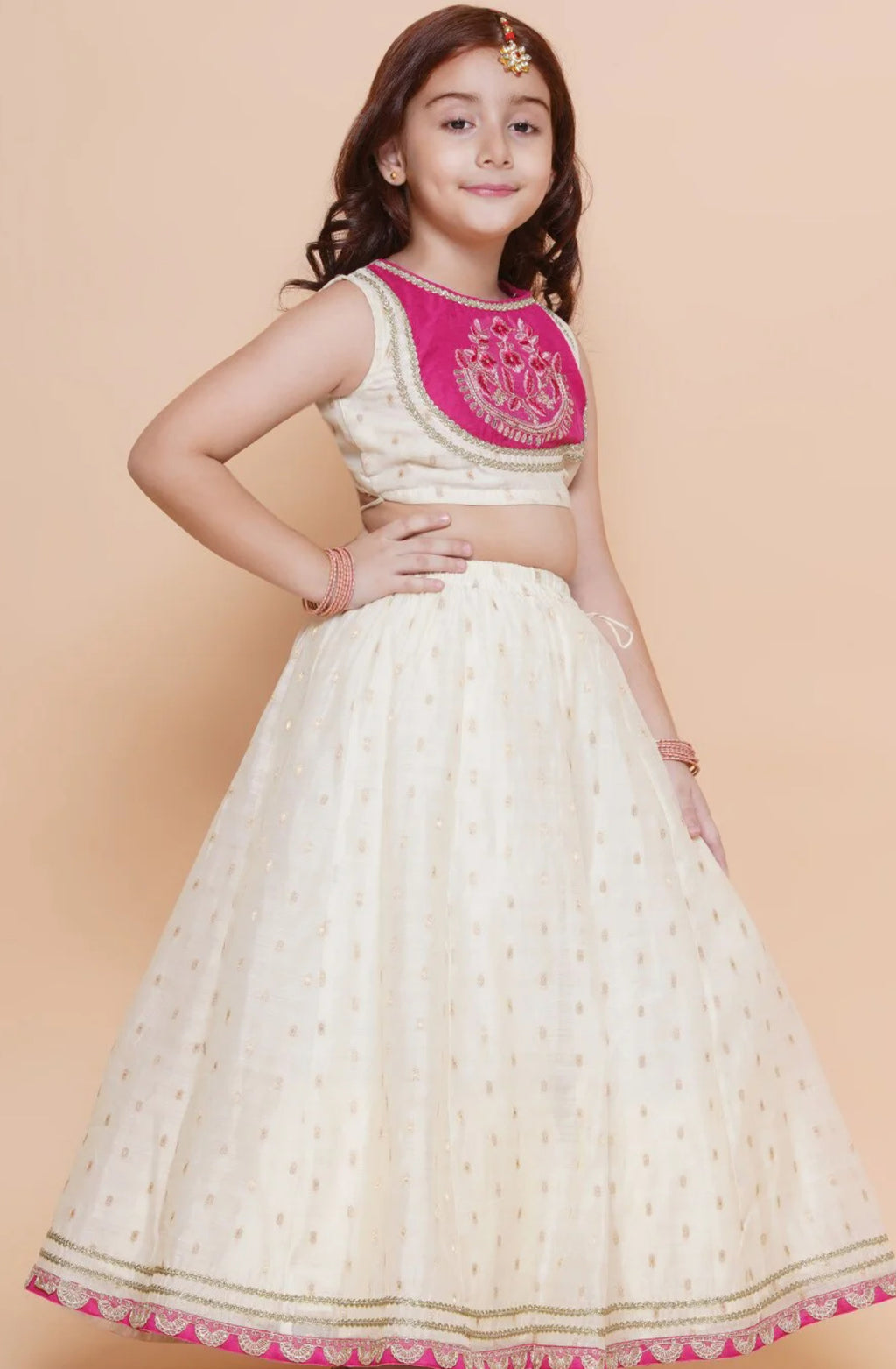 Girls Embroided Ready to Wear Lehenga & Blouse with Dupatta