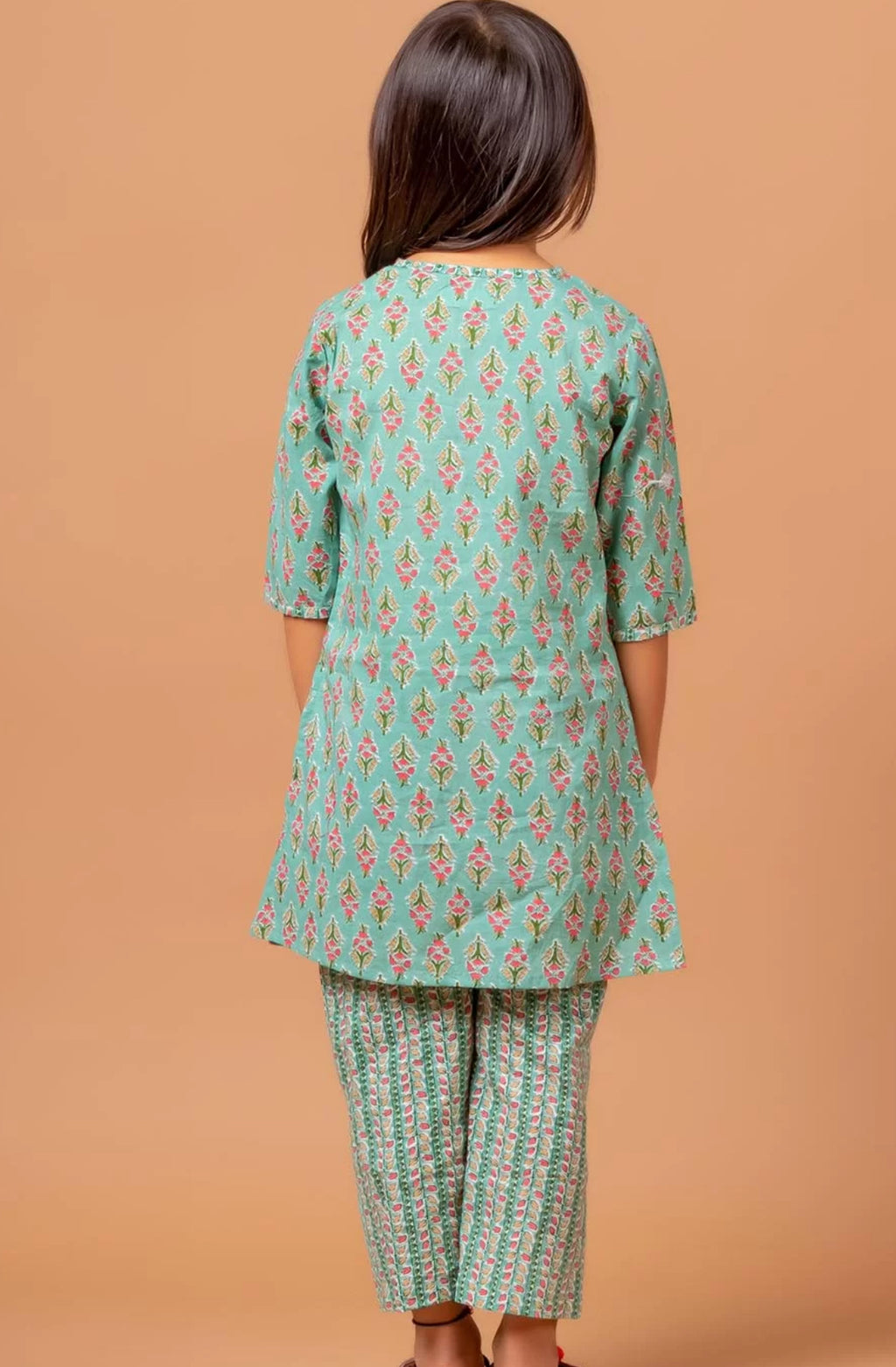 Buti-Printed Pure-Cotton A-Line Kurta With Trouser