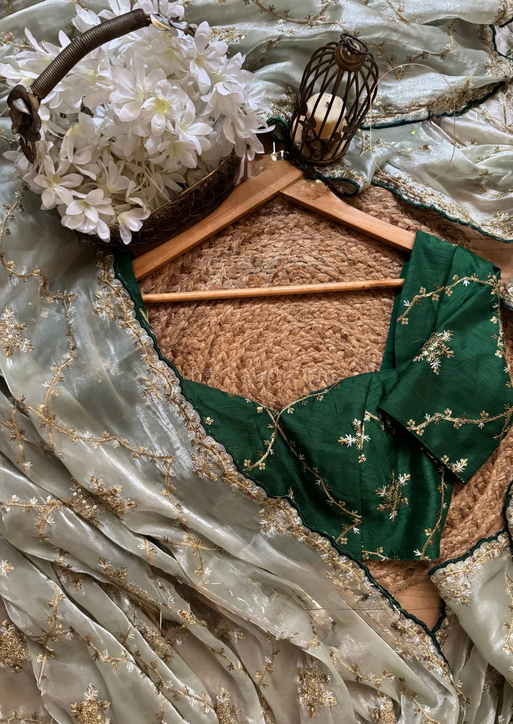 Satin organza saree