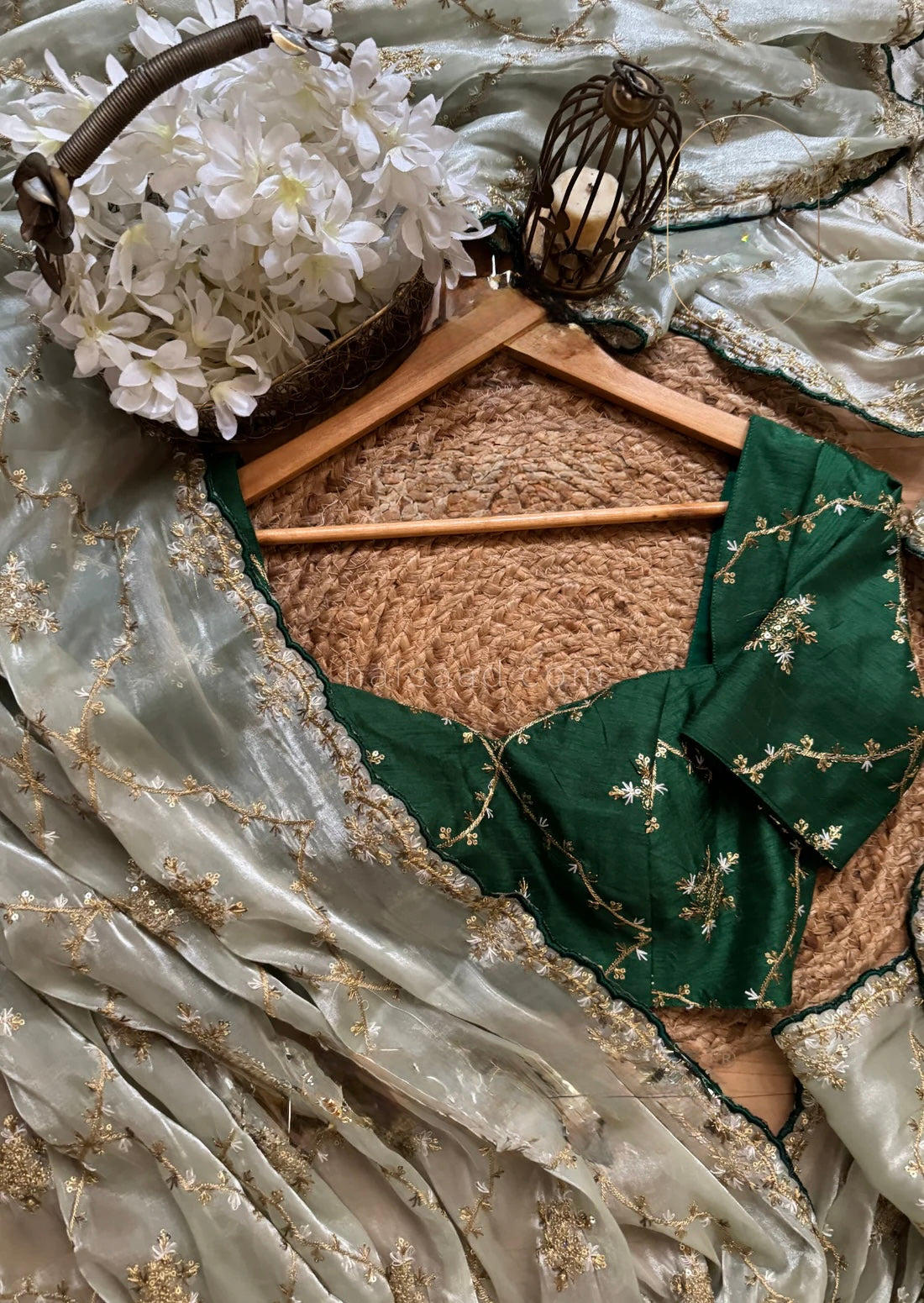 Satin organza saree