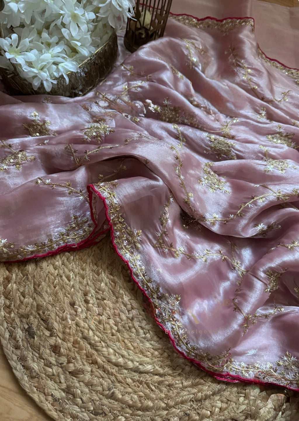 Satin organza saree