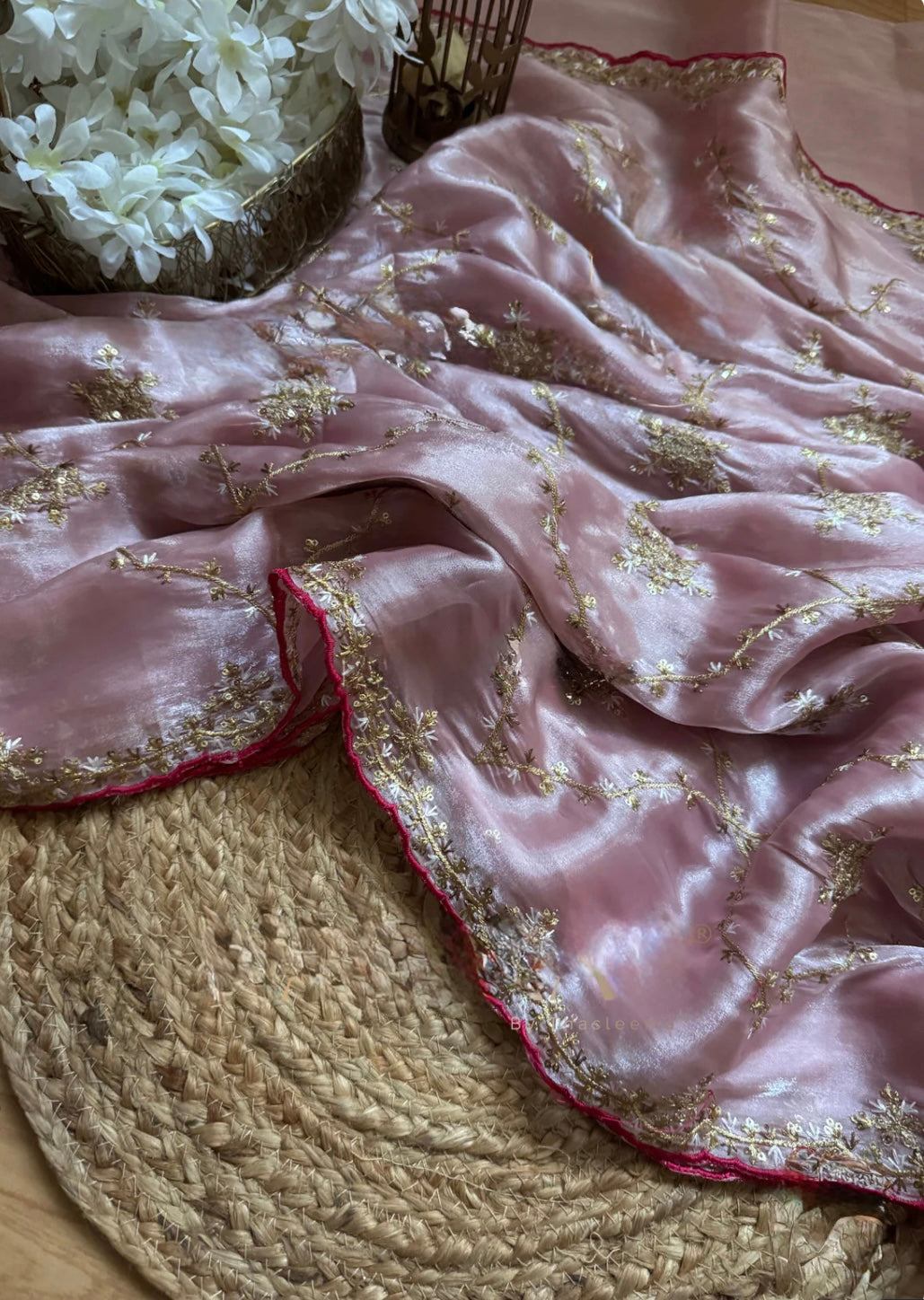 Satin organza saree