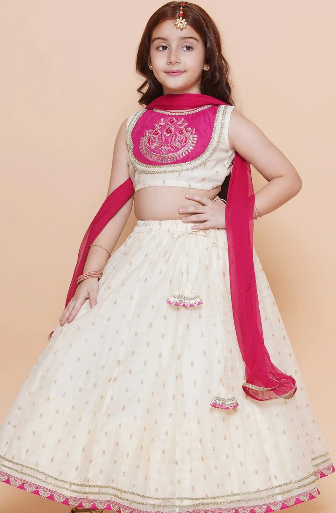 Girls Embroided Ready to Wear Lehenga & Blouse with Dupatta