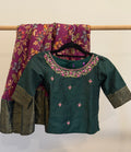 Floral Embroidered Printed With Zari Border
Kids Skirt Set Green Purple
